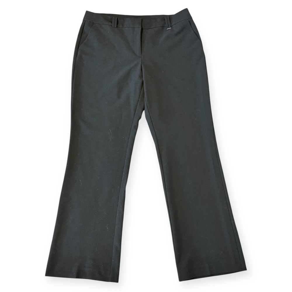 Nine West Women's Size 12 Black Bootcut Pockets Zip Button Dress Pants‎ LOGO